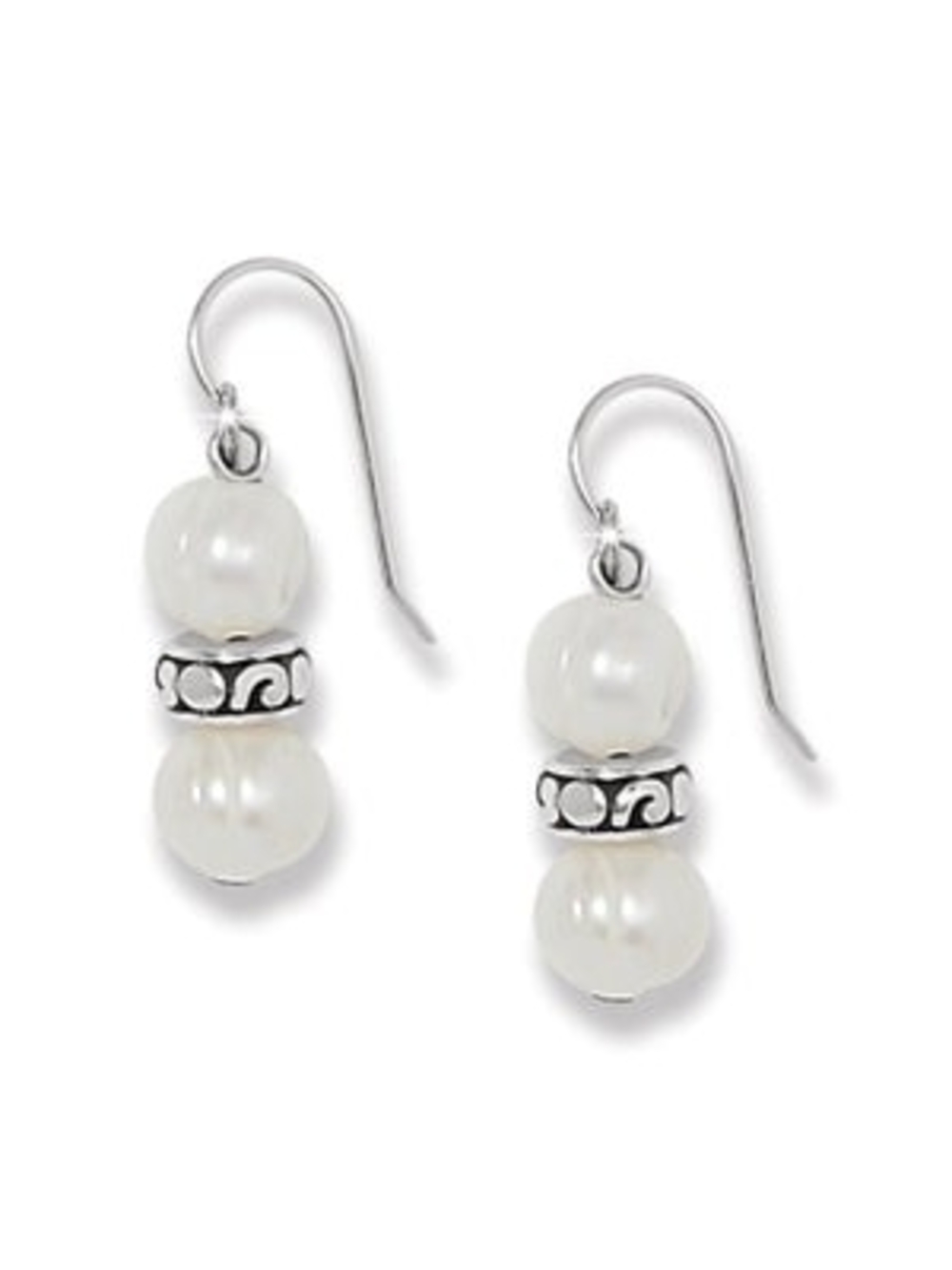 Brighton CONTEMPO Silver and White Pearl Drop Earrings